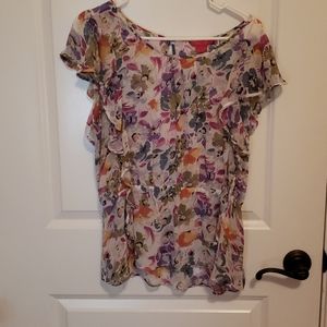 Print sheer blouse